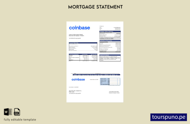 Plantilla de declaración de hipoteca de Coinbase de EE. UU. lista para imprimir 